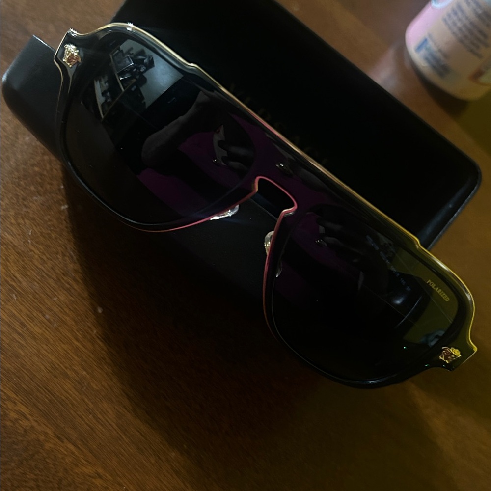 Versace Black Sunglasses with Gold Accents
